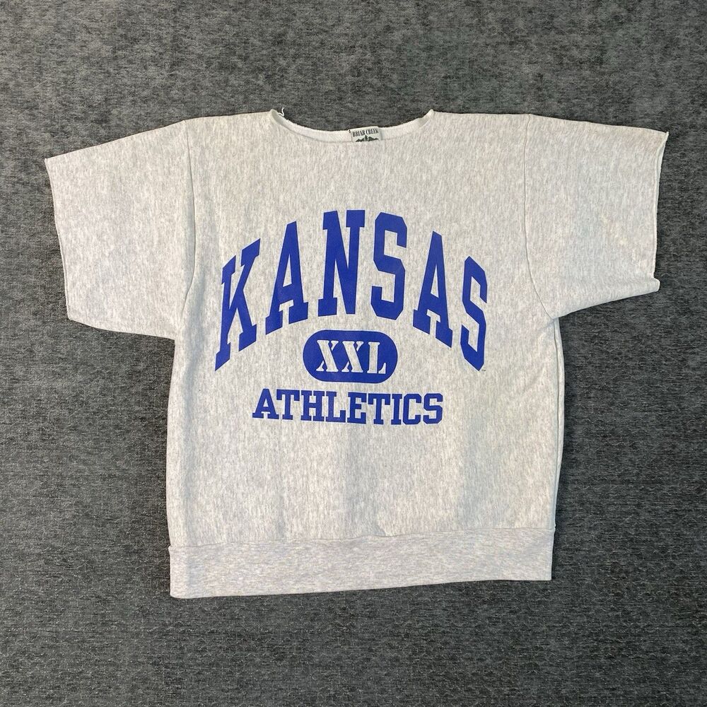 Vintage Kansas Russell Athletic Crewneck Sweatshirt CUT Gray Medium USA